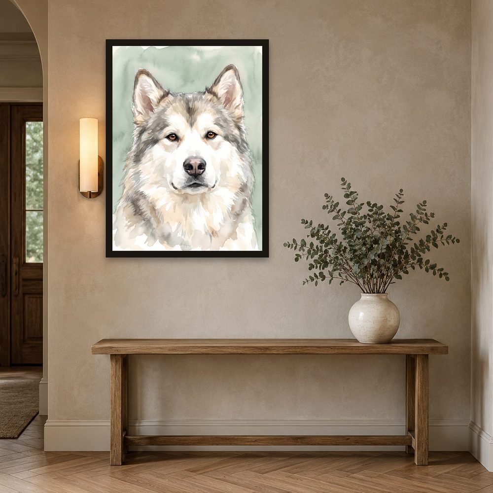 Alaskan Malamute watercolor painting wall art by Brunelvi — Ansicht 2