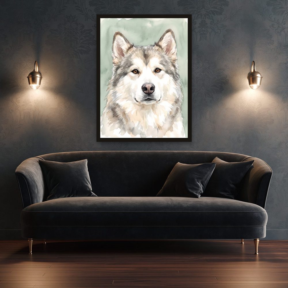 Alaskan Malamute watercolor painting wall art by Brunelvi — Ansicht 3