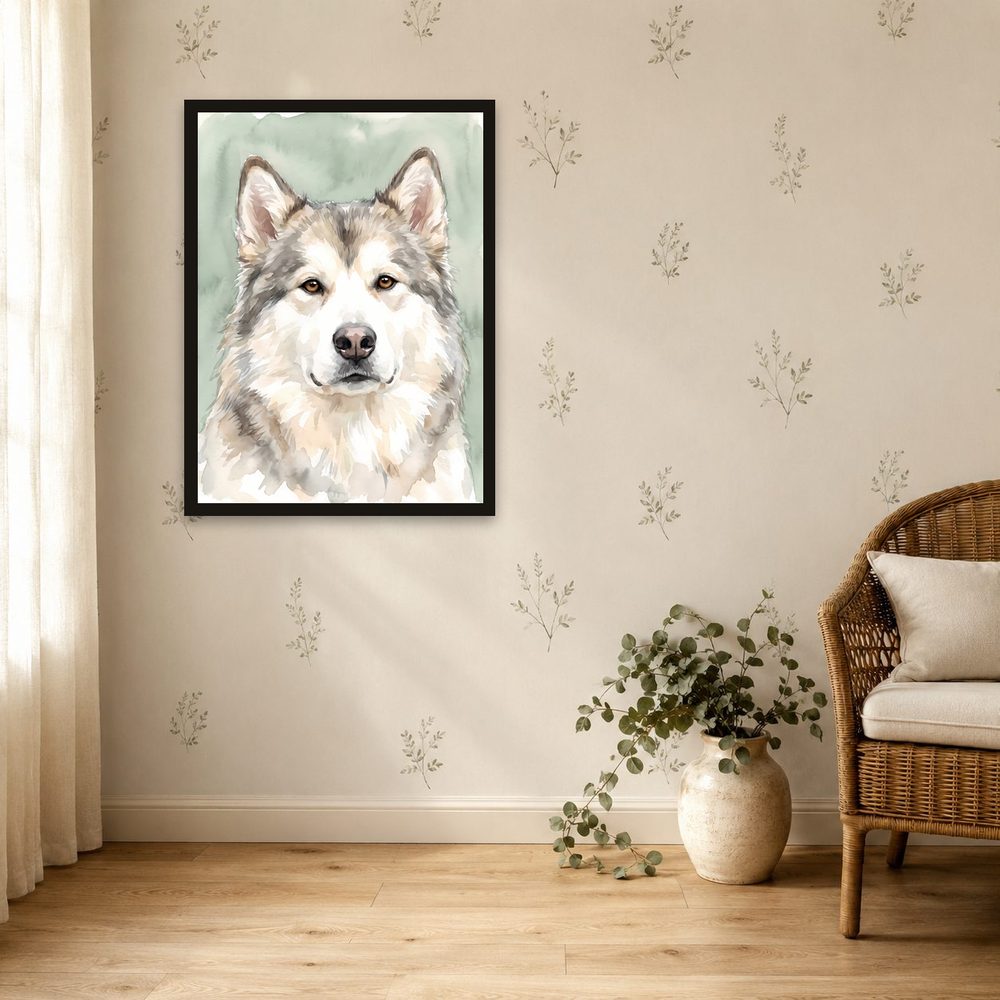 Alaskan Malamute watercolor painting wall art by Brunelvi — Ansicht 4