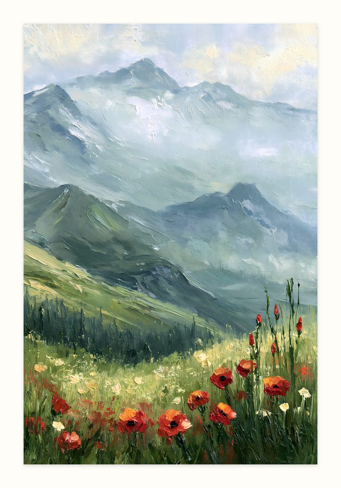 Alpine Landscape impasto oil painting wall art by Brunelvi