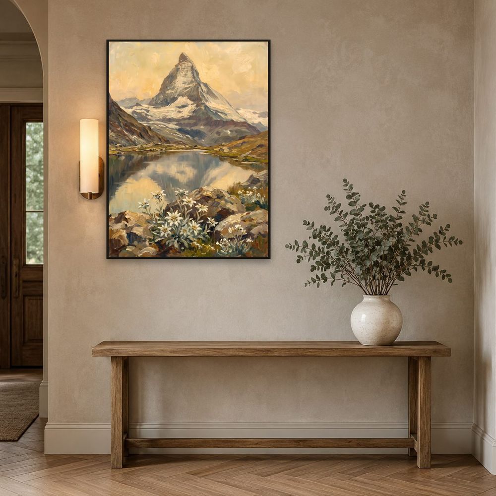 Alpine Peak Edelweiss Lake — landscapes wall art print by Brunelvi — view 3