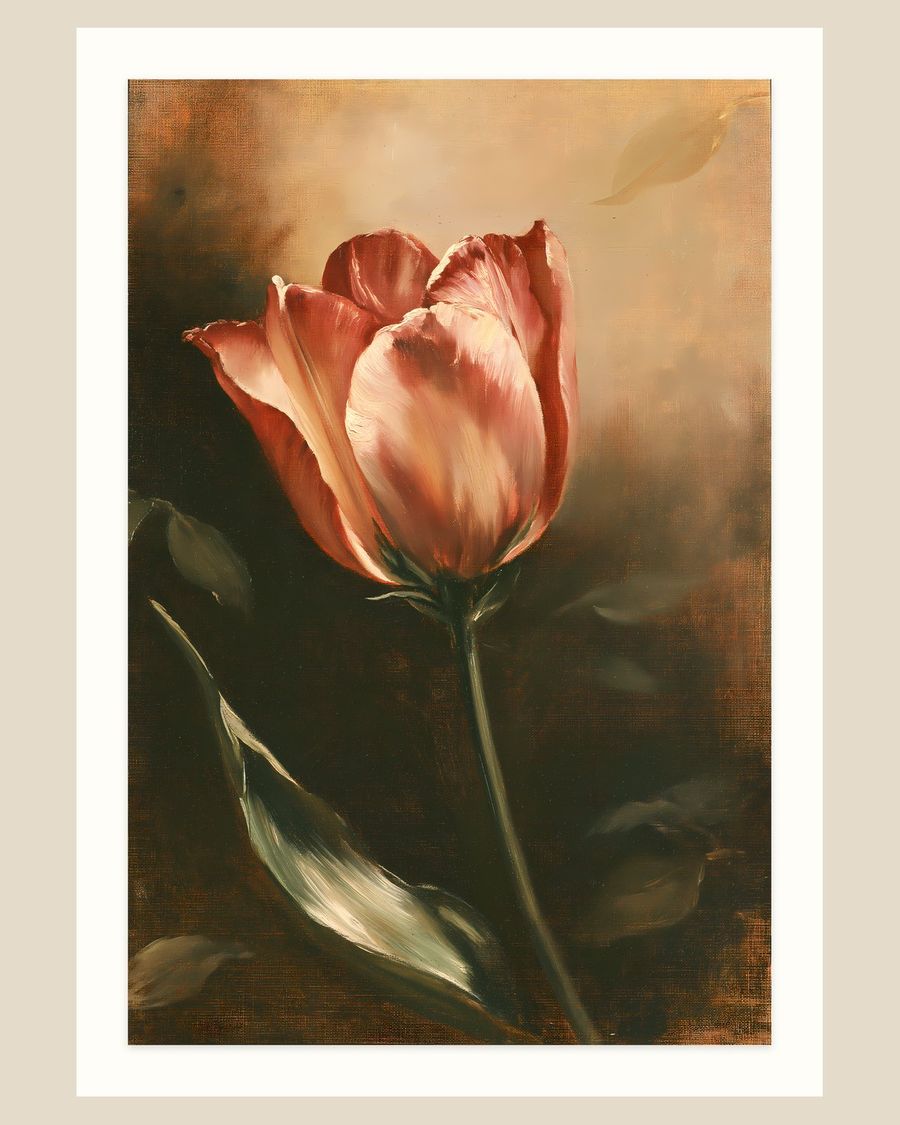Amber Crimson Tulip — florals art print by Brunelvi