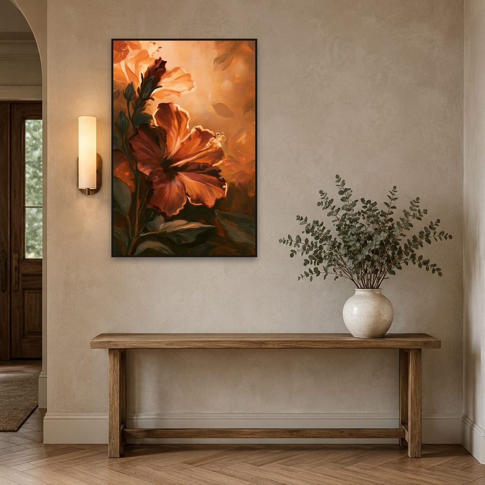 Amber Hibiscus Glow — florals wall art print by Brunelvi — view 3