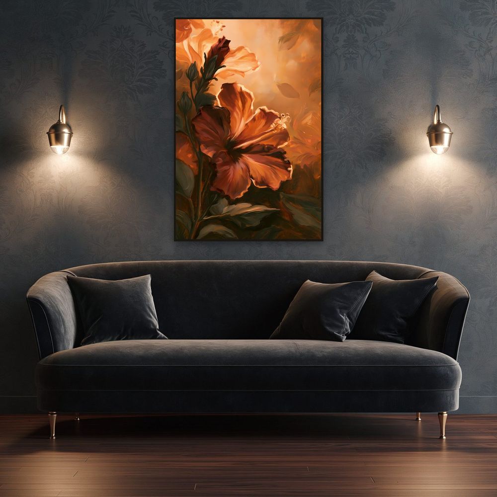 Amber Hibiscus Glow — florals wall art print by Brunelvi — view 4