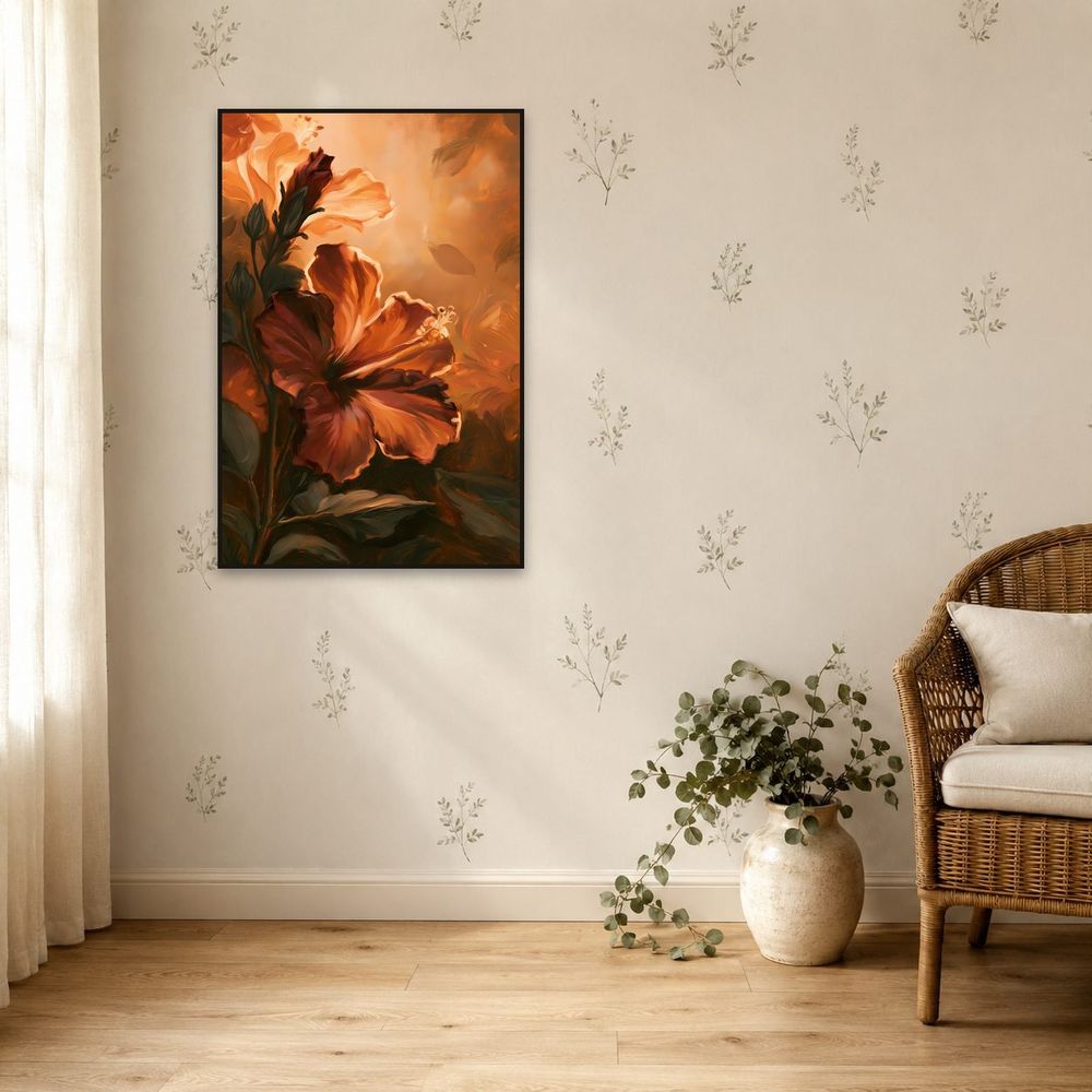 Amber Hibiscus Glow — florals wall art print by Brunelvi — view 5