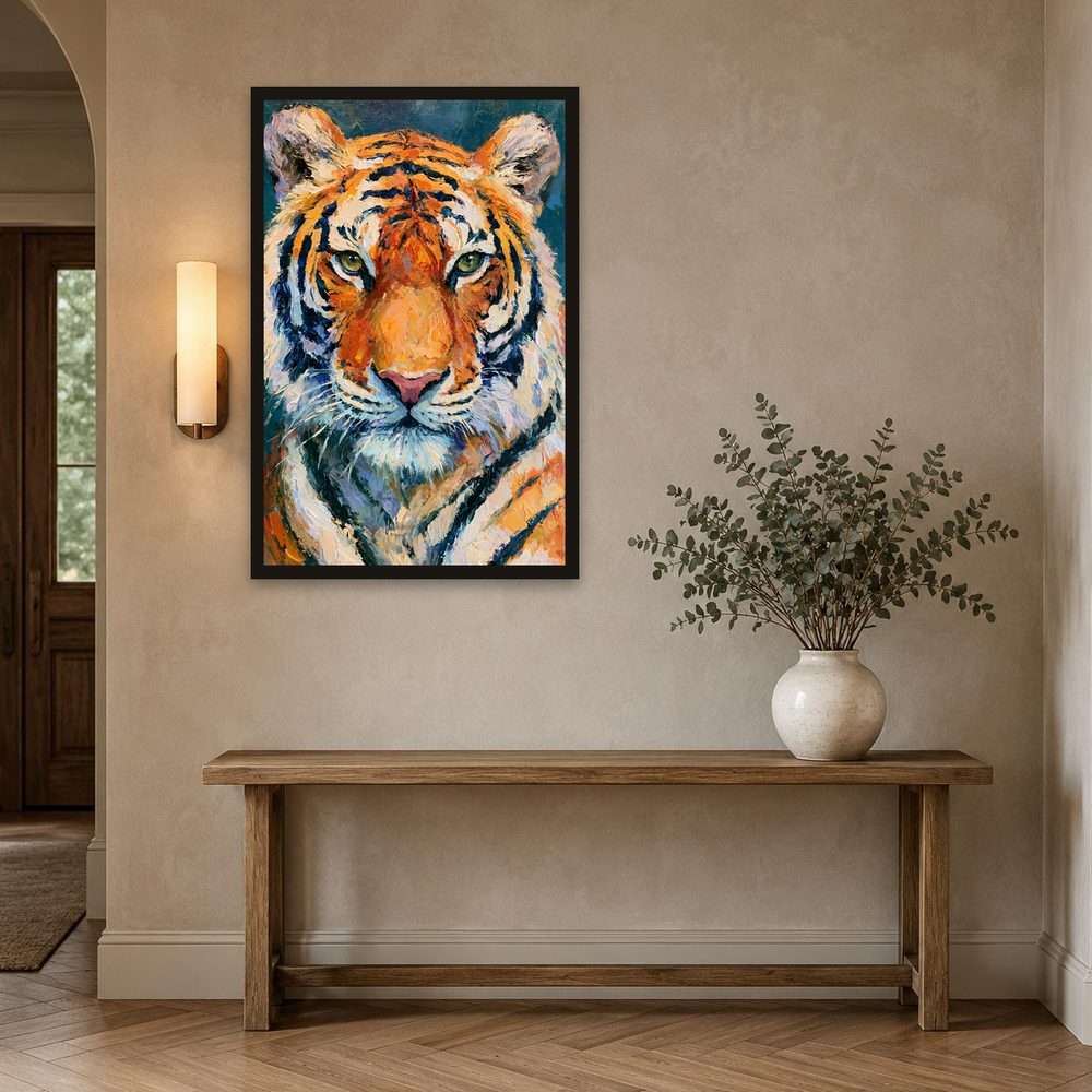 Amber Tiger impasto oil painting wall art by Brunelvi — Ansicht 2