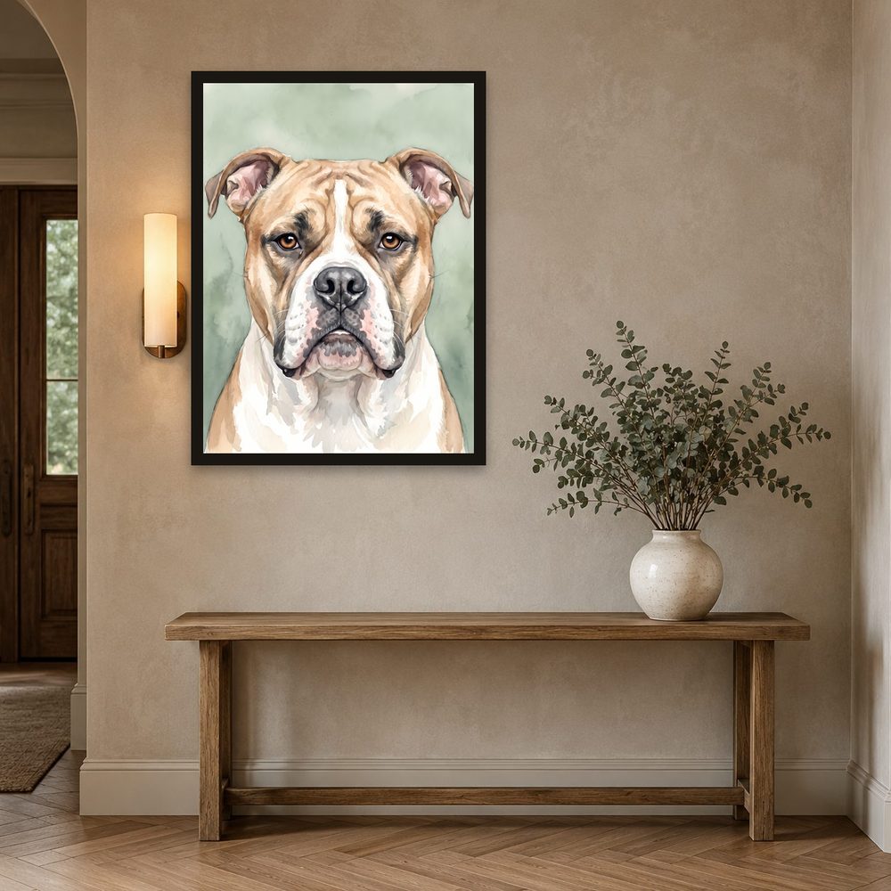 American Bulldog watercolor painting wall art by Brunelvi — Ansicht 2