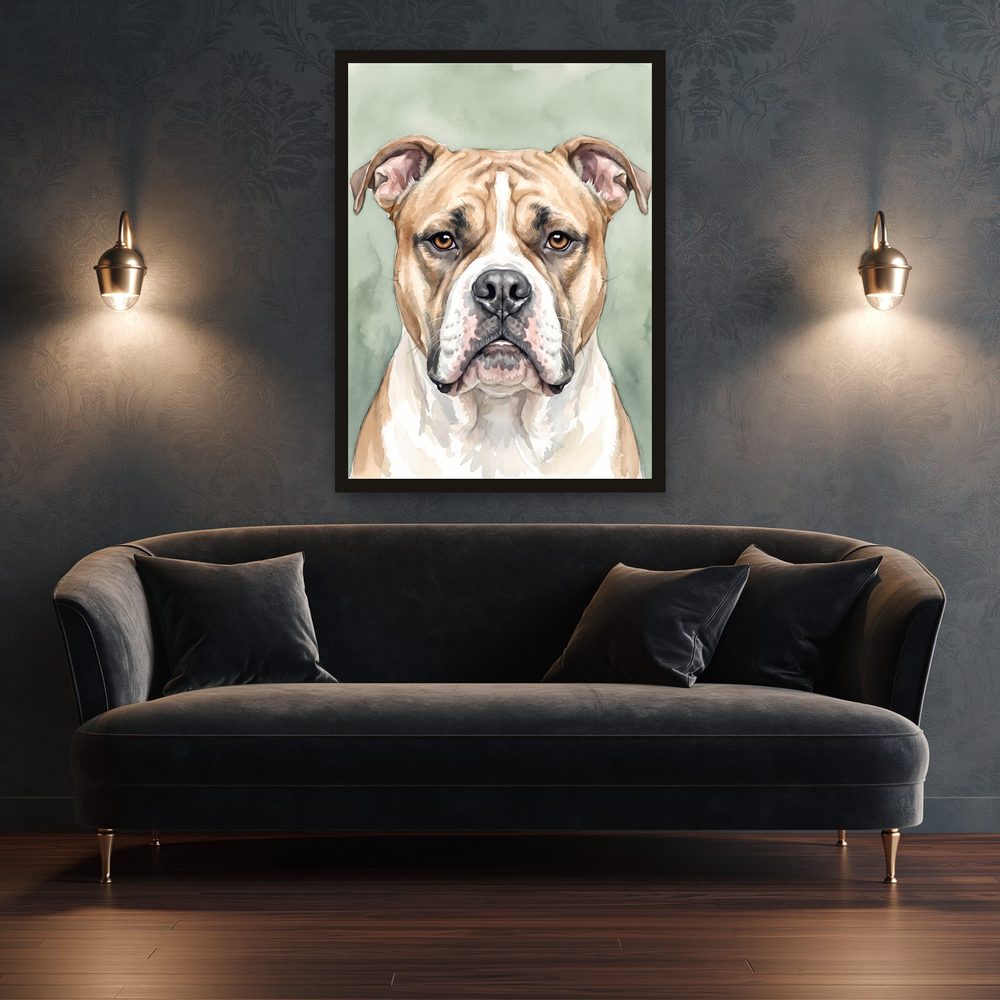 American Bulldog watercolor painting wall art by Brunelvi — Ansicht 3