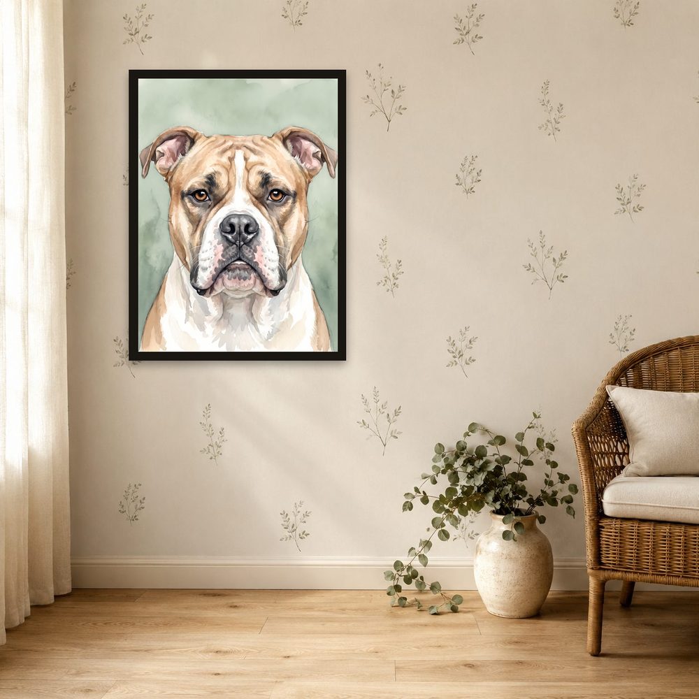 American Bulldog watercolor painting wall art by Brunelvi — Ansicht 4