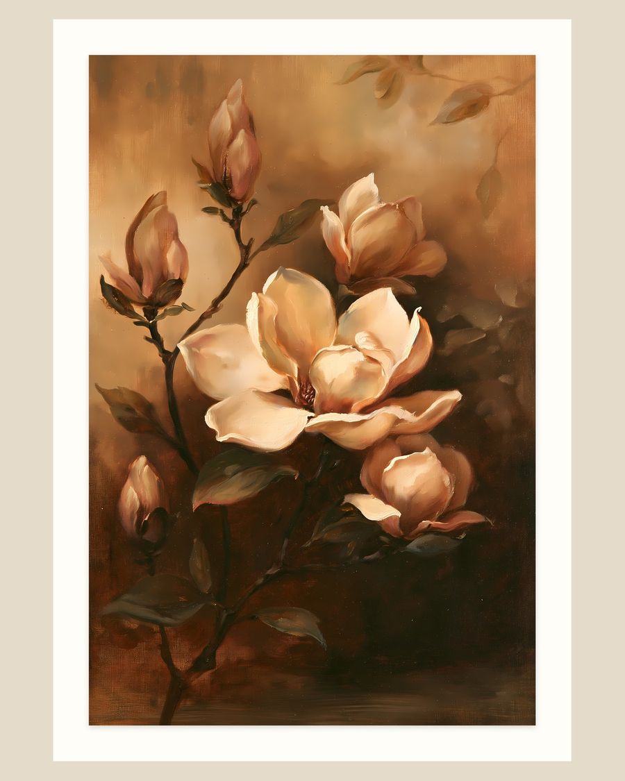 Antique Cream Magnolia — florals art print by Brunelvi