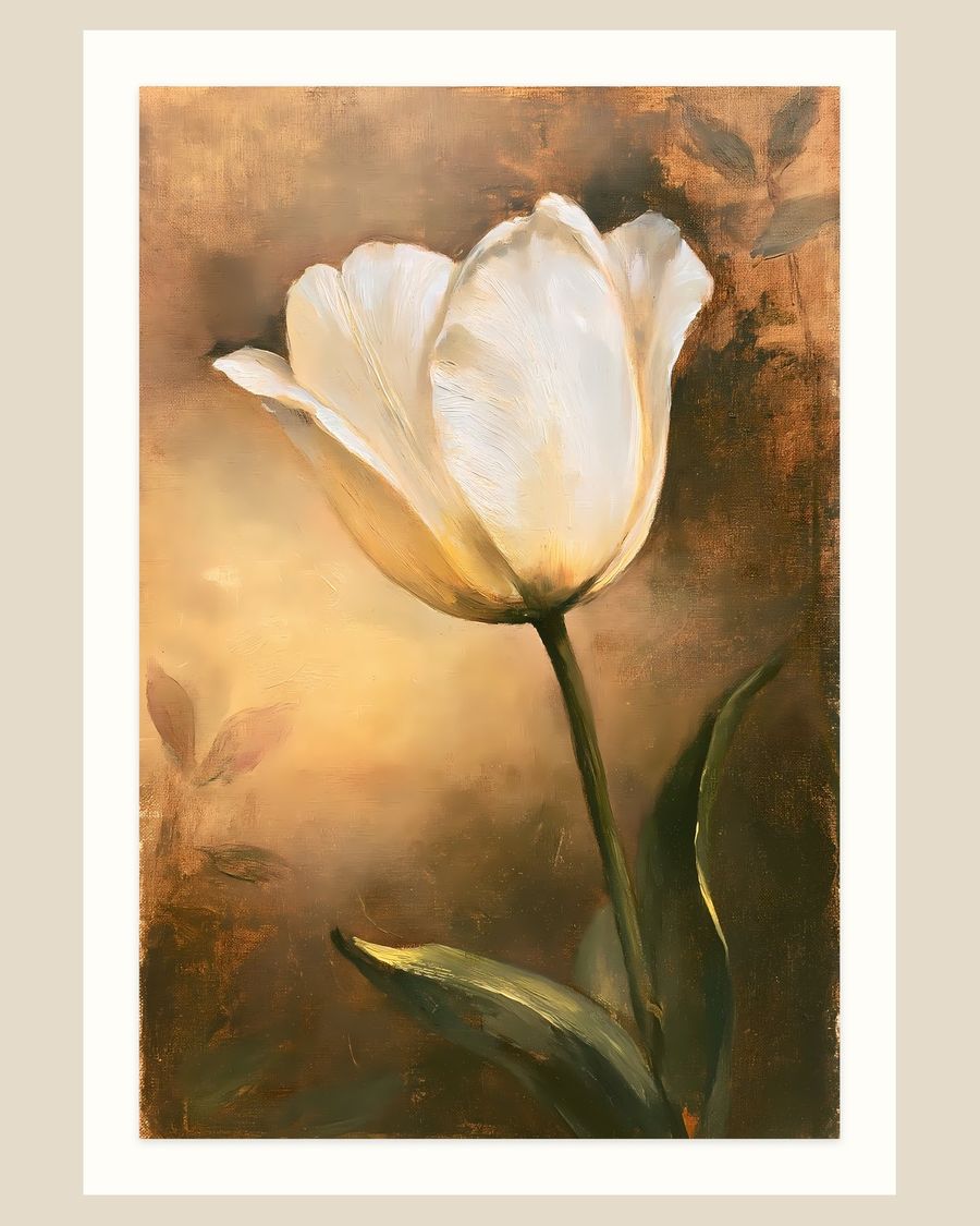 Antique White Tulip — florals art print by Brunelvi