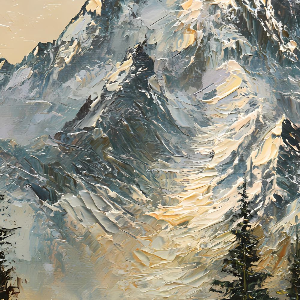 Autumn Snow Peak River — landscapes art print by Brunelvi — view 2