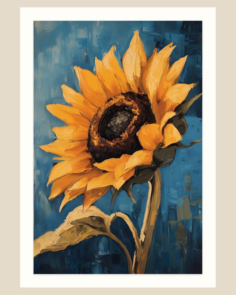 Azure Sunflower — florals art print by Brunelvi