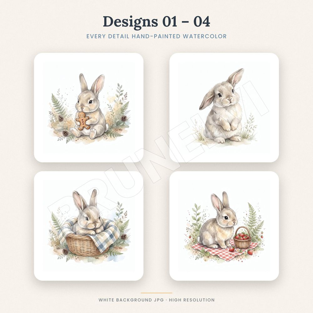 Baby Bunny Clipart Bundle — jpg bundles (white bg) clipart by Brunelvi — view 3