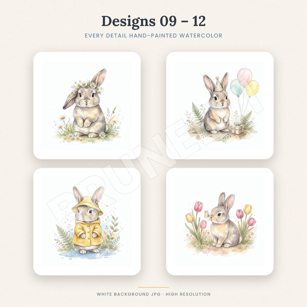 Baby Bunny Clipart Bundle — jpg bundles (white bg) clipart by Brunelvi — view 5