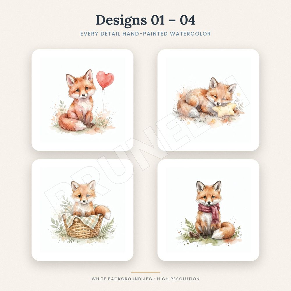 Baby Fox Clipart Bundle — jpg bundles (white bg) clipart by Brunelvi — view 3