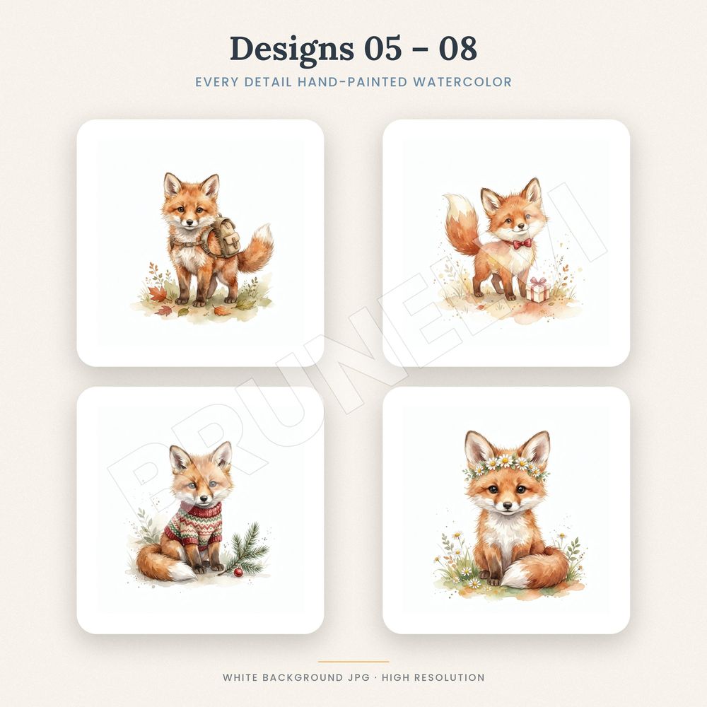 Baby Fox Clipart Bundle — jpg bundles (white bg) clipart by Brunelvi — view 4
