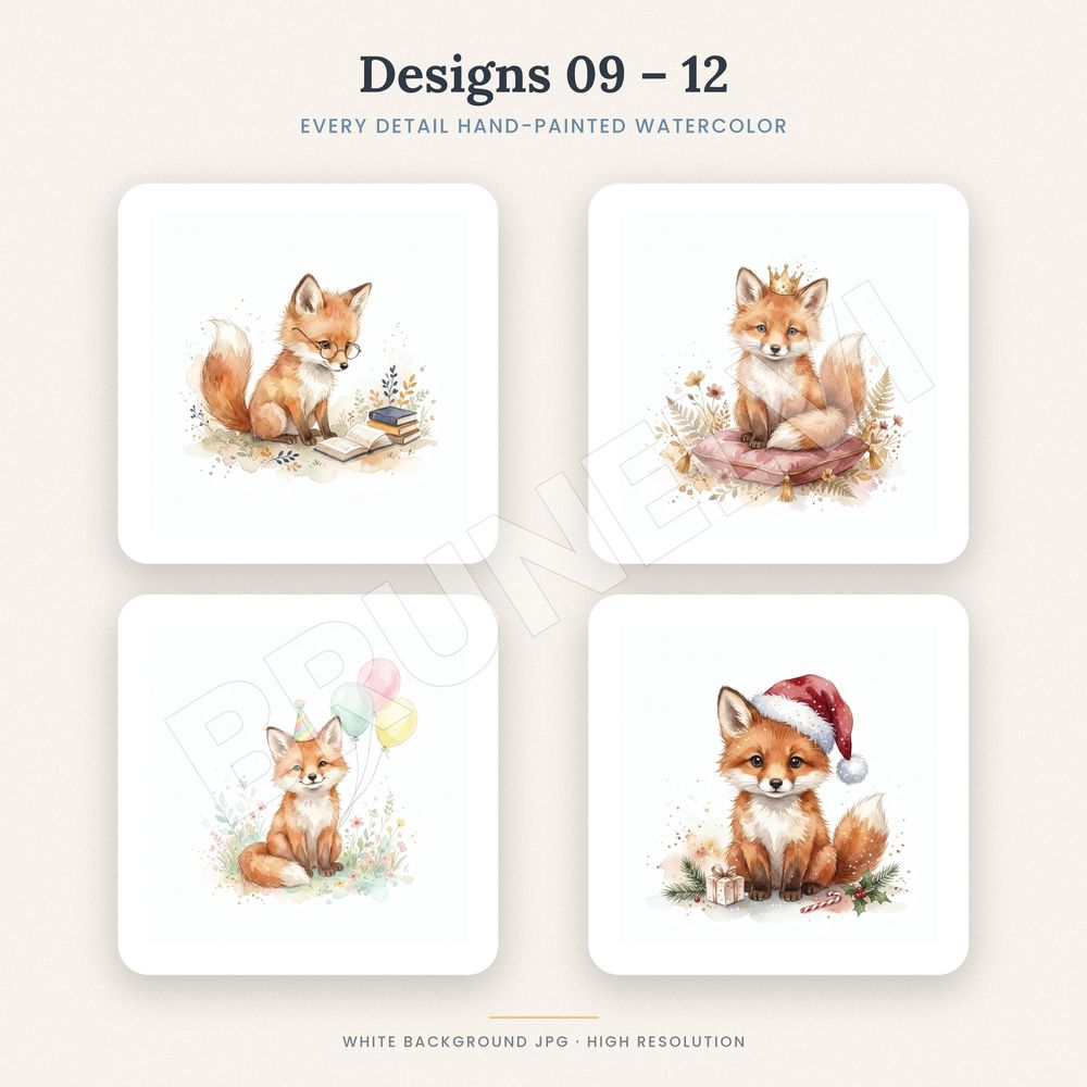 Baby Fox Clipart Bundle — jpg bundles (white bg) clipart by Brunelvi — view 5