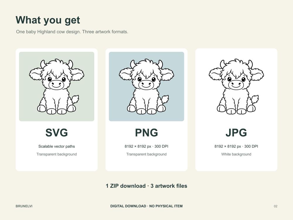 Baby Highland Cow SVG PNG JPG — clipart svg+png+jpg clipart by Brunelvi — view 2