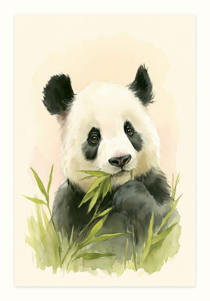 Baby Panda watercolor painting wall art by Brunelvi