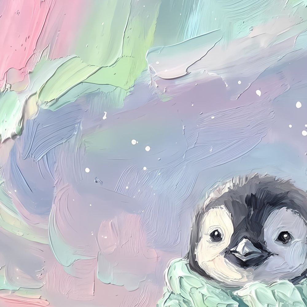 Baby Penguin Aurora — kids & nursery wall art print by Brunelvi — view 2