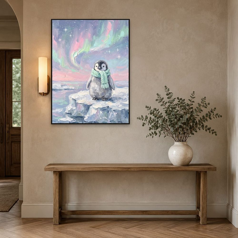 Baby Penguin Aurora — kids & nursery wall art print by Brunelvi — view 3