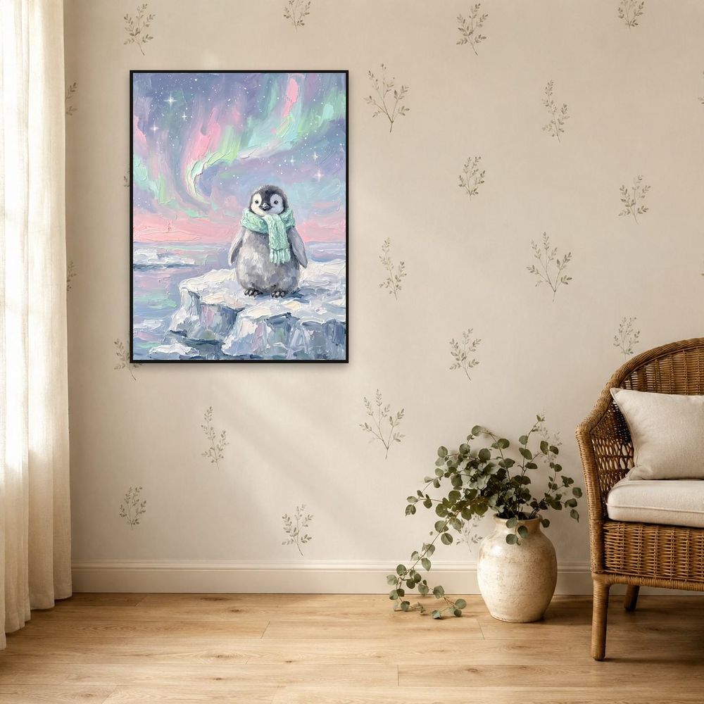 Baby Penguin Aurora — kids & nursery wall art print by Brunelvi — view 5