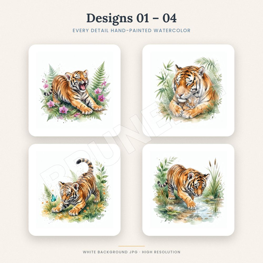 Baby Tiger Clipart Bundle — jpg bundles (white bg) clipart by Brunelvi — view 3