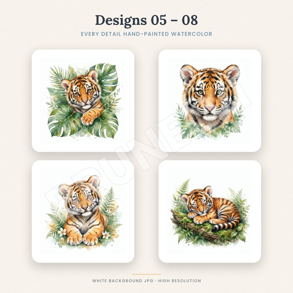 Baby Tiger Clipart Bundle — jpg bundles (white bg) clipart by Brunelvi — view 4