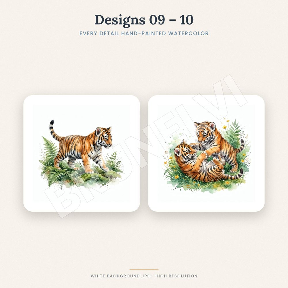 Baby Tiger Clipart Bundle — jpg bundles (white bg) clipart by Brunelvi — view 5