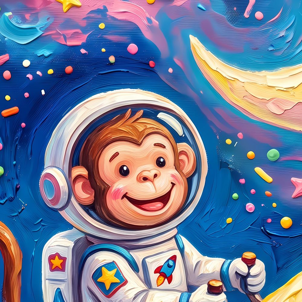 Banana Rocket Monkey — kids & nursery wall art print by Brunelvi — view 2