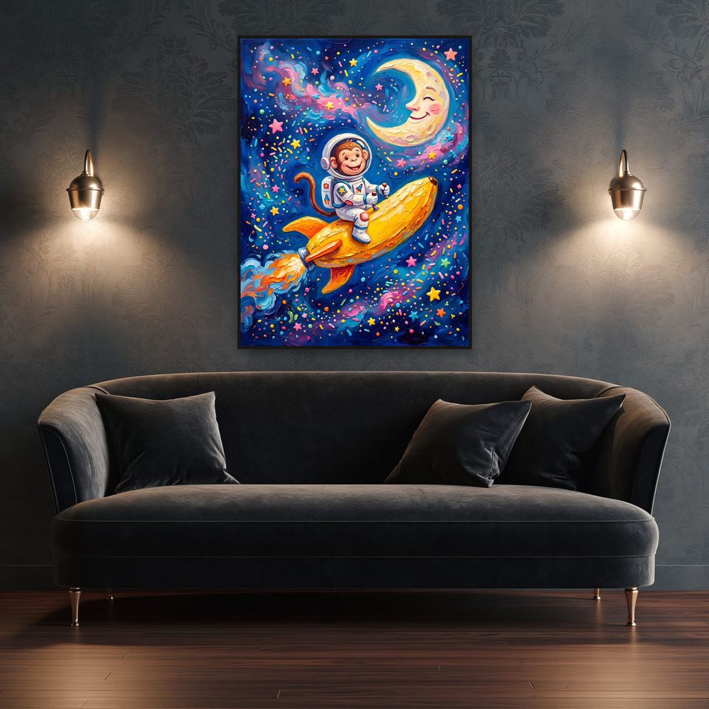 Banana Rocket Monkey — kids & nursery wall art print by Brunelvi — view 4
