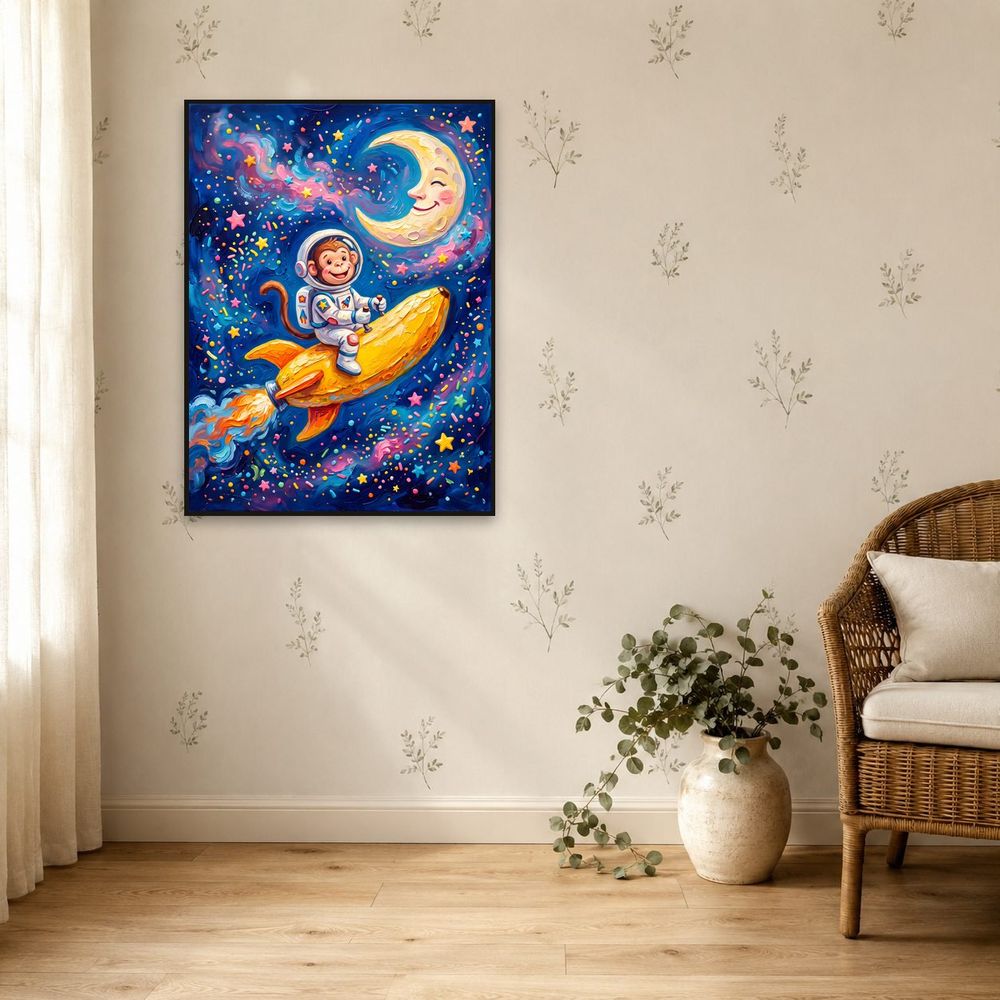 Banana Rocket Monkey — kids & nursery wall art print by Brunelvi — view 5
