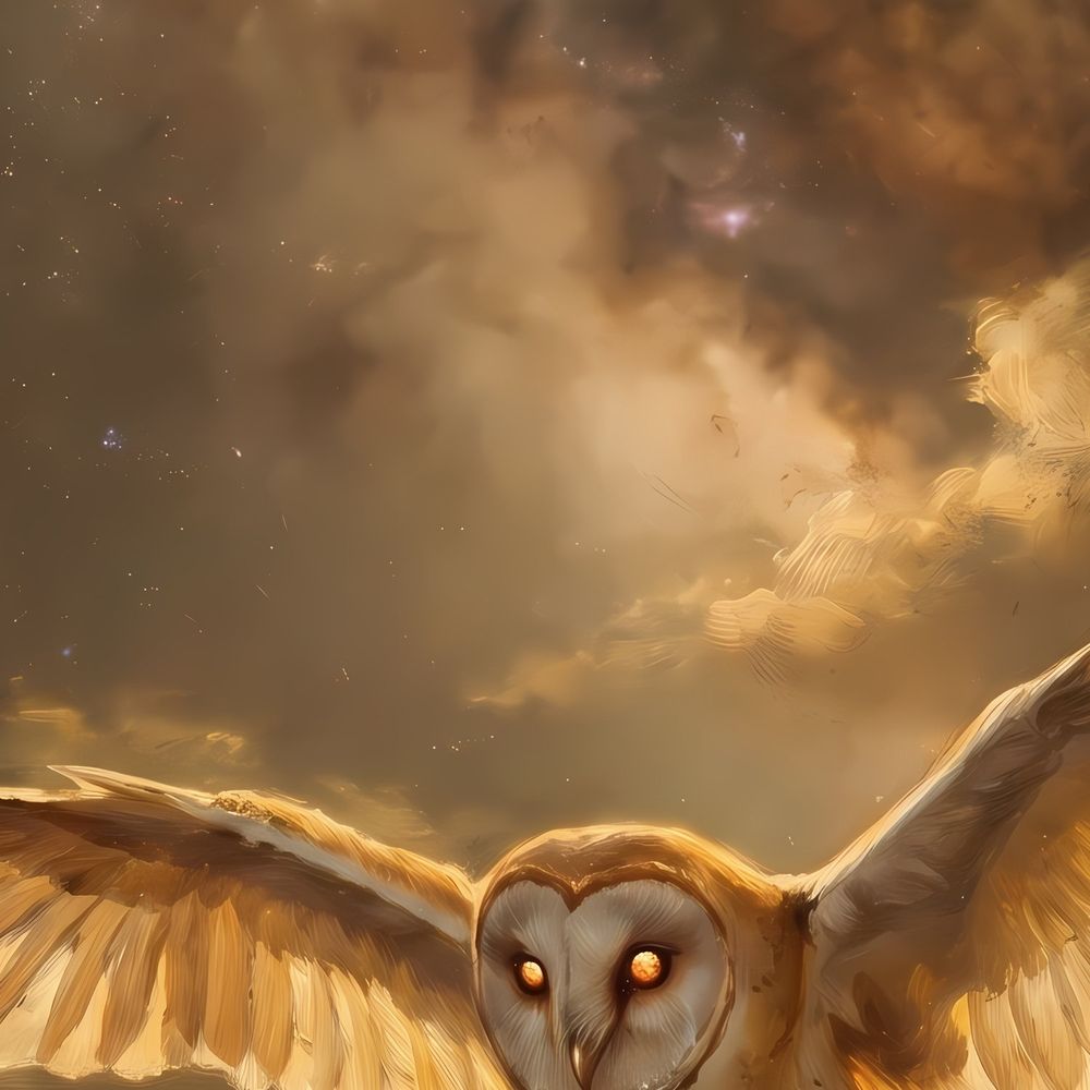 Barn Owl Poppy Night — animals wall art print by Brunelvi — view 2