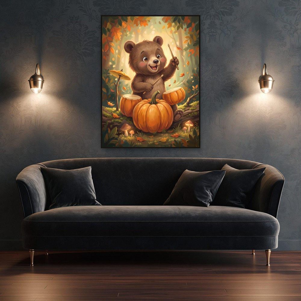 Bear Playing Pumpkin Drums — kids & nursery digital download by Brunelvi — view 4