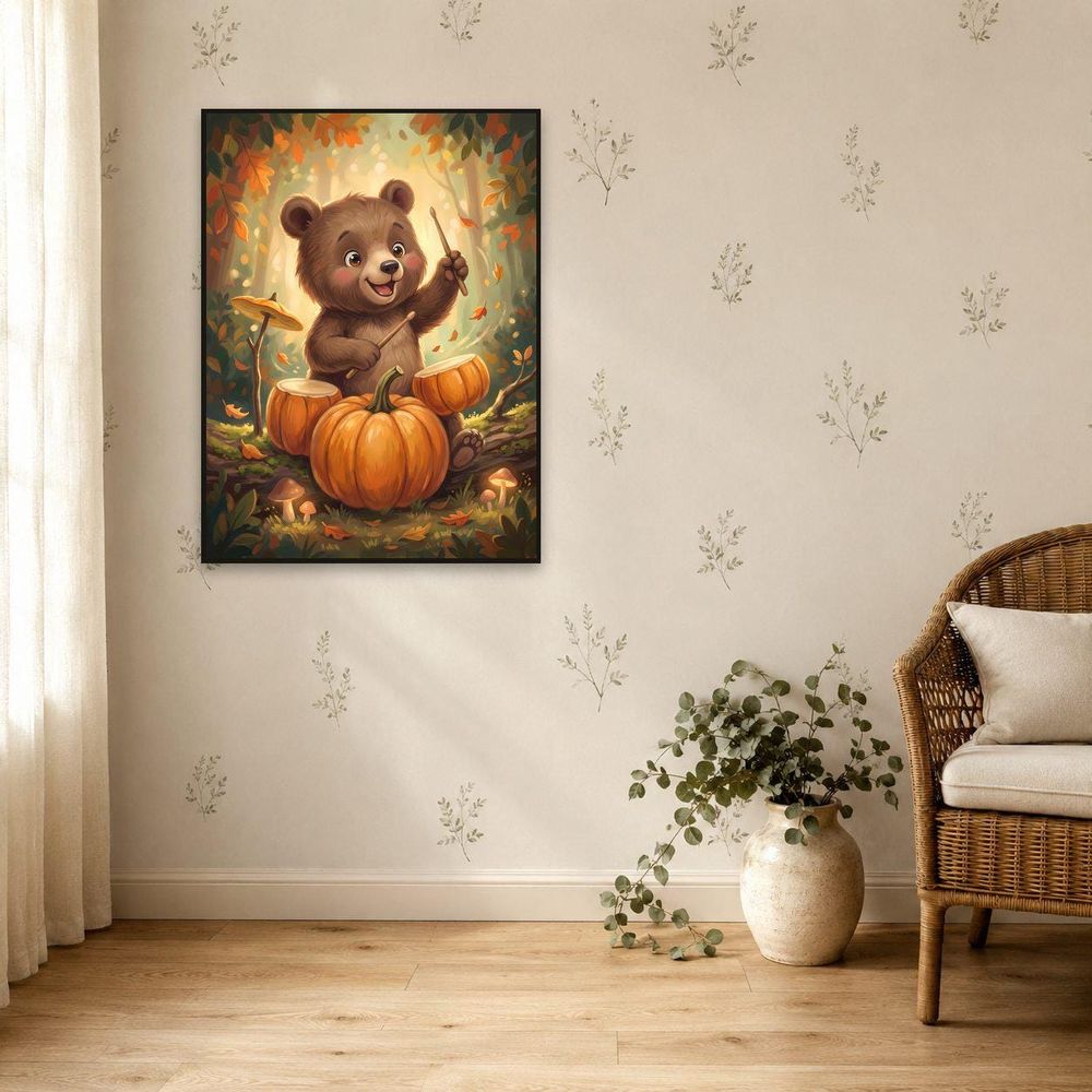 Bear Playing Pumpkin Drums — kids & nursery digital download by Brunelvi — view 5