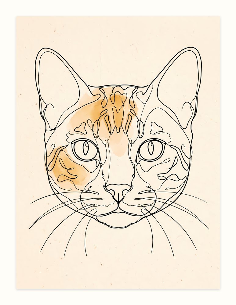 Bengal Cat line art wall art by Brunelvi