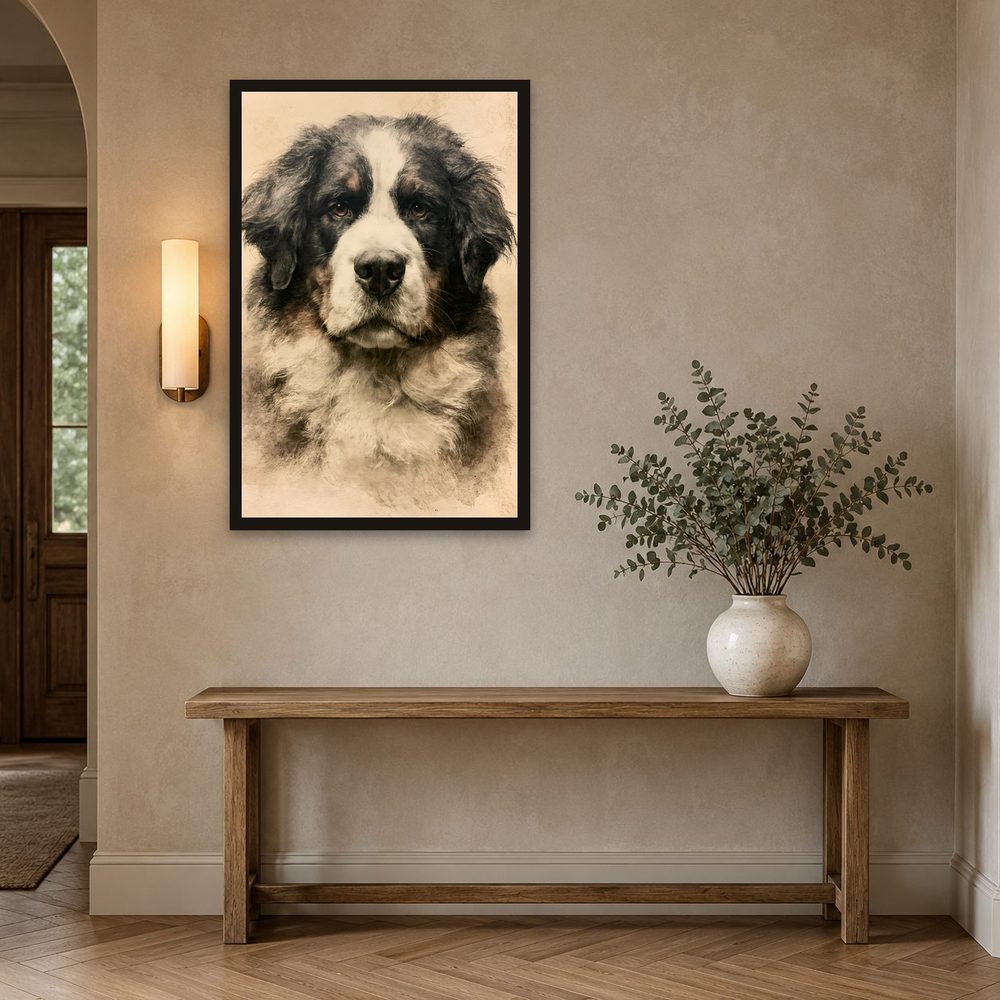 Bernese Mountain Dog vintage illustration wall art by Brunelvi — Ansicht 2