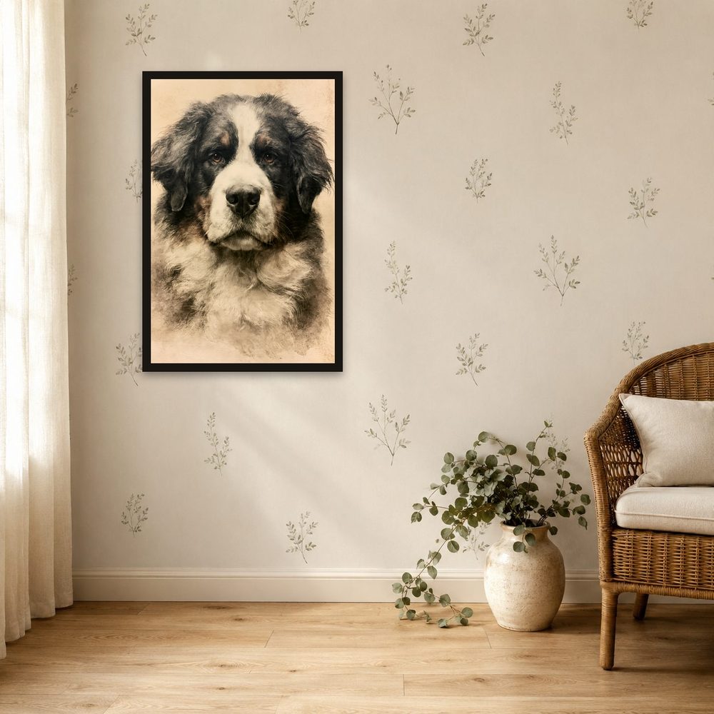 Bernese Mountain Dog vintage illustration wall art by Brunelvi — Ansicht 4