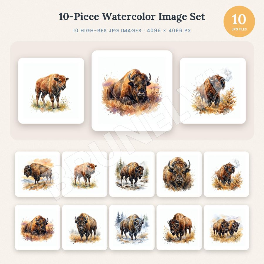 Bison Clipart Bundle — jpg bundles (white bg) clipart by Brunelvi