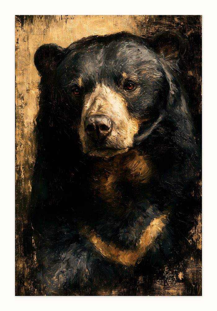 Black Bear impasto oil painting wall art by Brunelvi