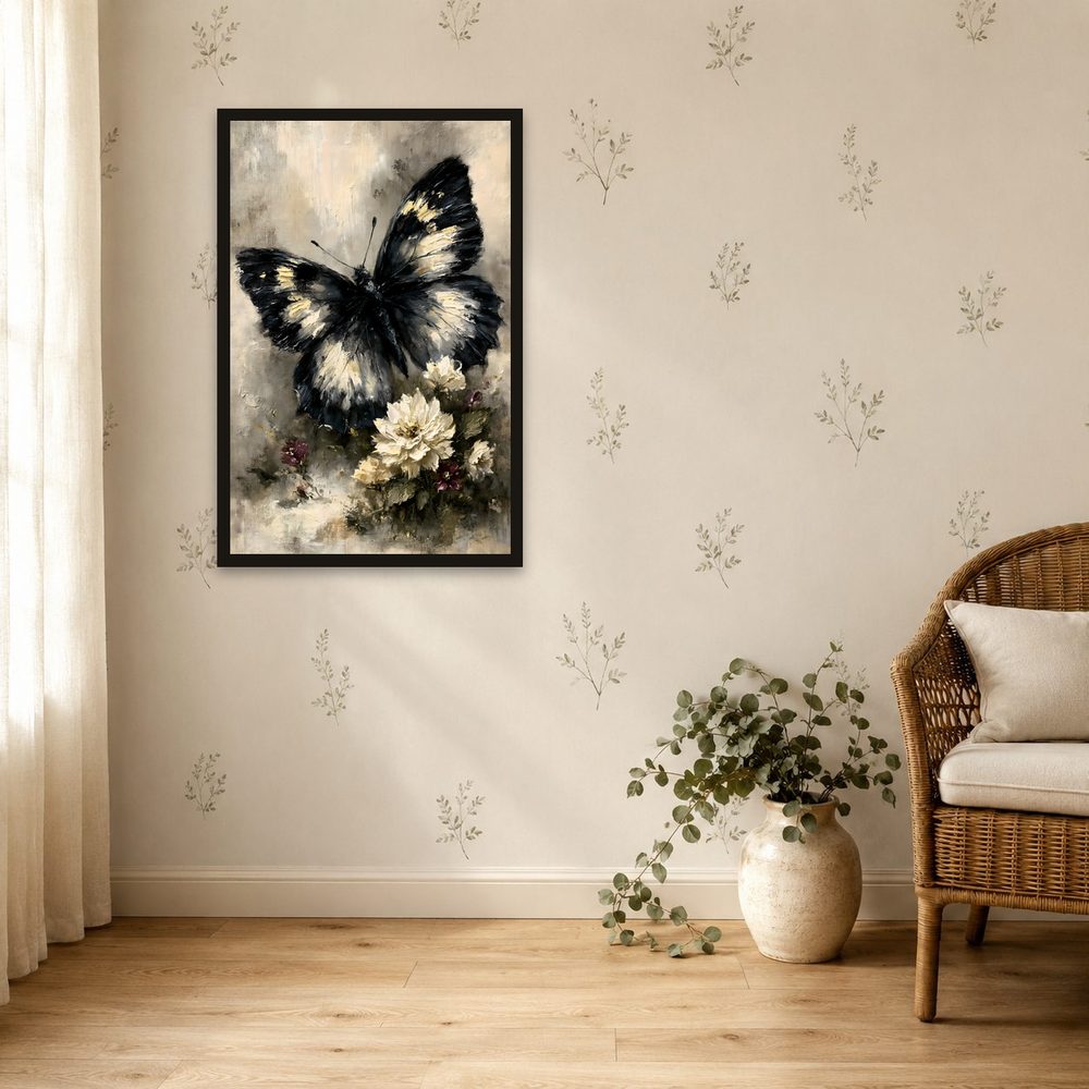 Black Butterfly impasto oil painting wall art by Brunelvi — Ansicht 4
