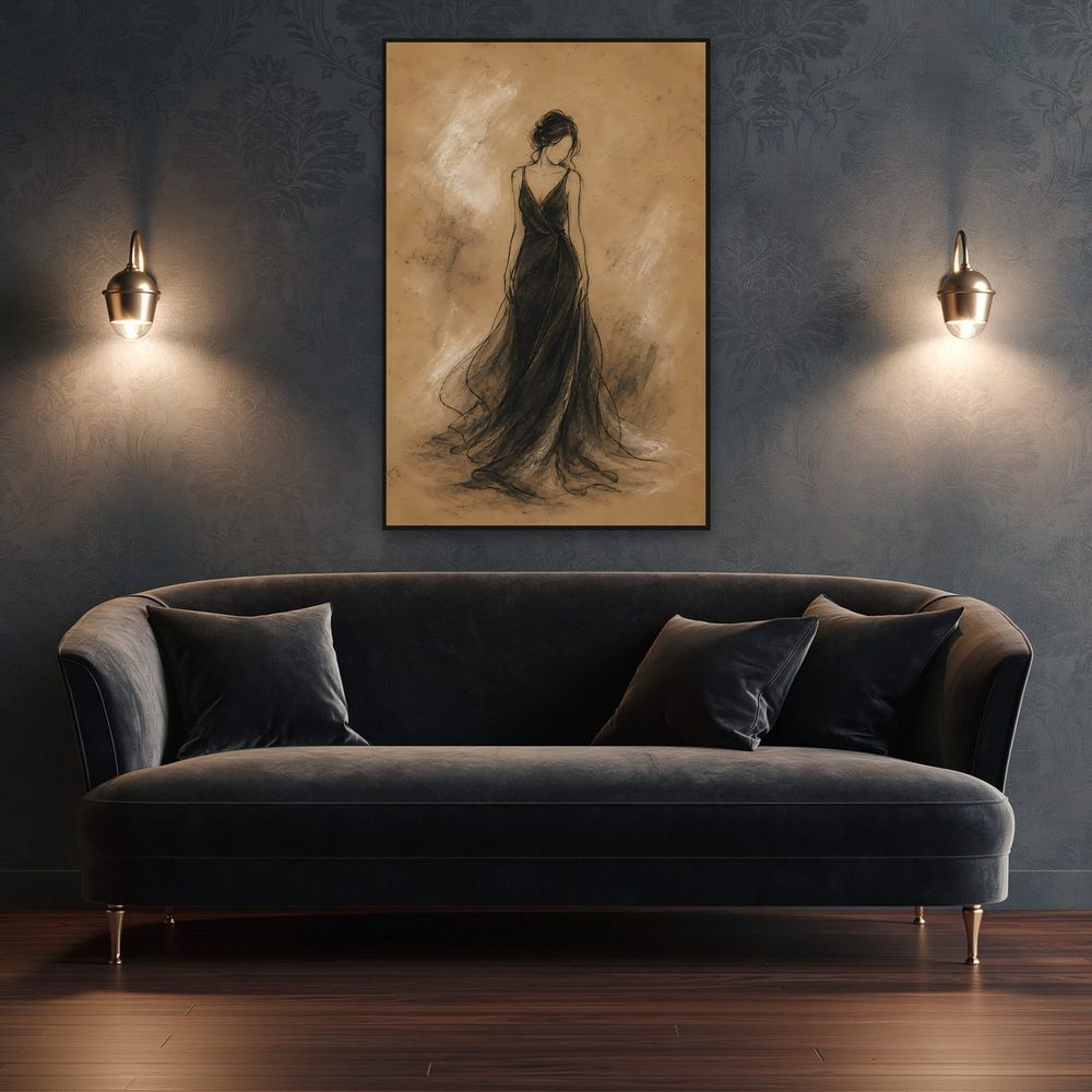 Black Gown Sketch — animals wall art print by Brunelvi — view 4