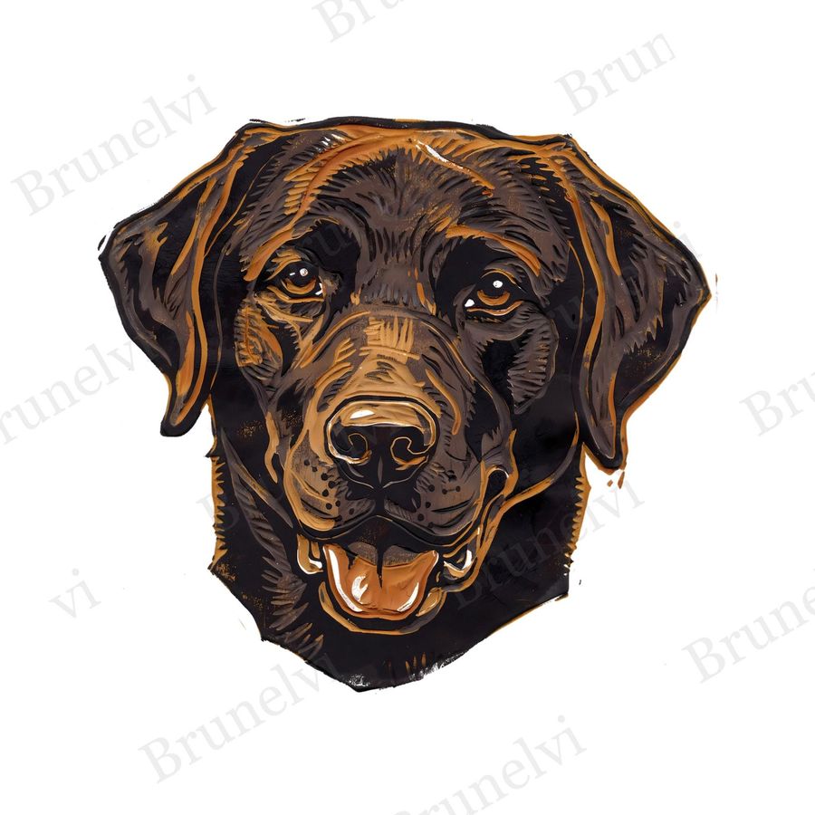 Black Labrador Linocut Clipart — animal clipart clipart by Brunelvi