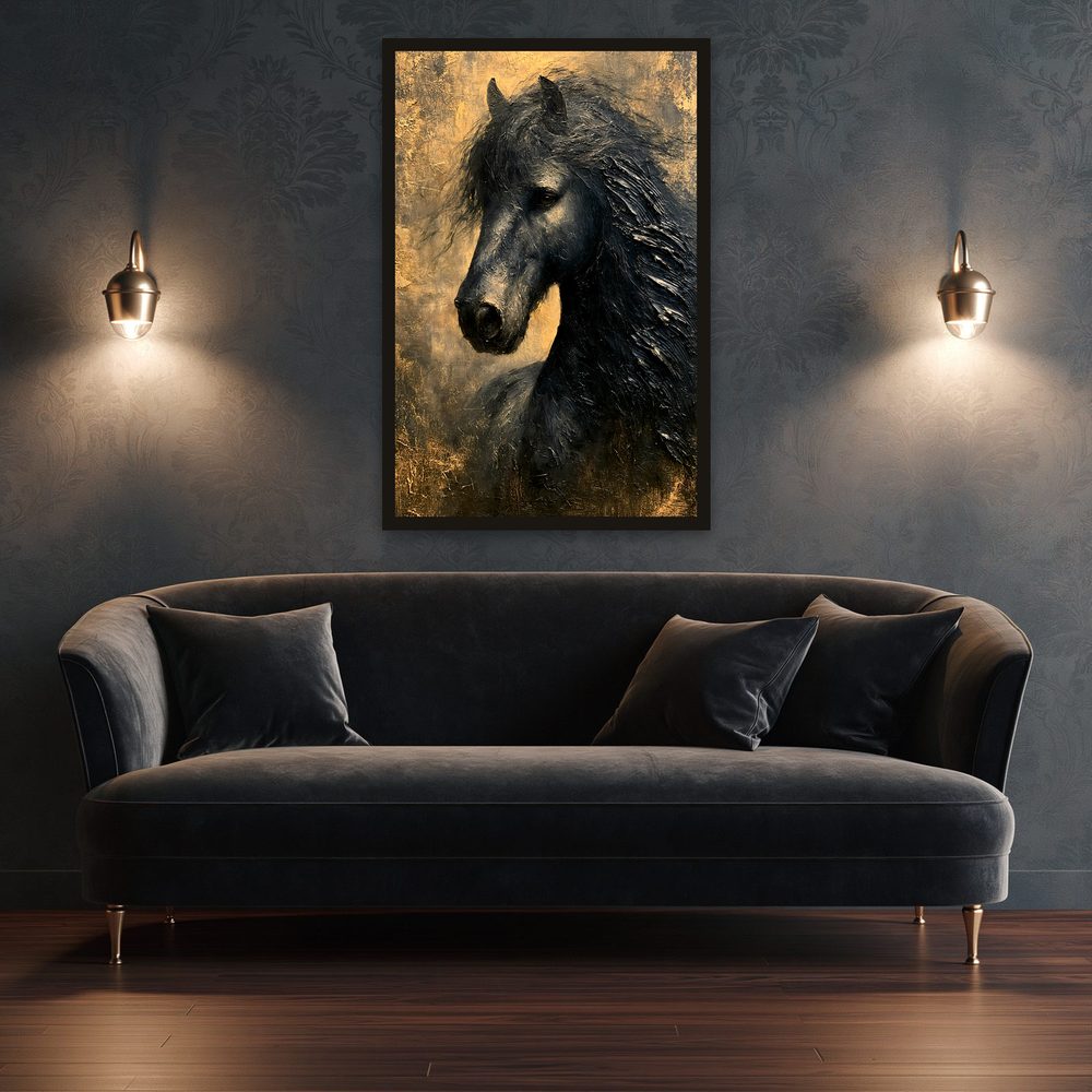 Black Stallion impasto oil painting wall art by Brunelvi — Ansicht 3