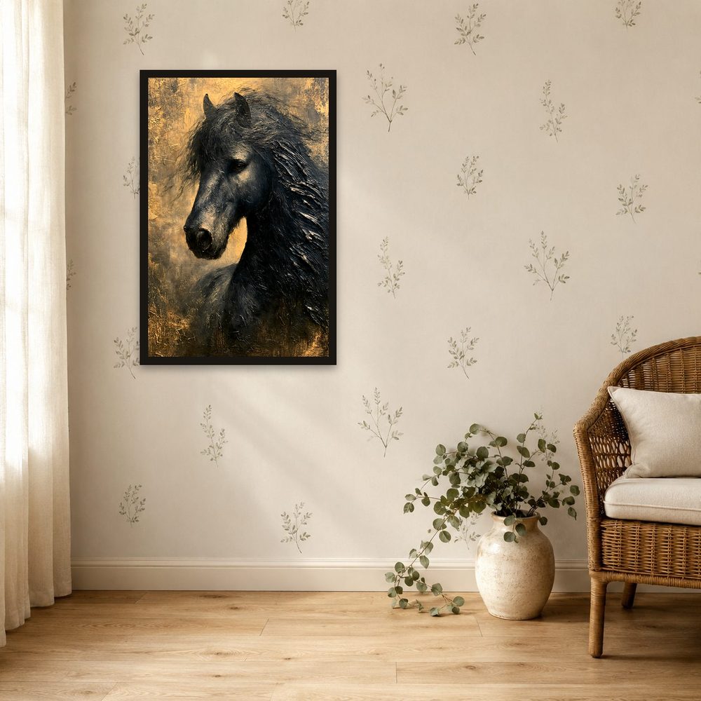 Black Stallion impasto oil painting wall art by Brunelvi — Ansicht 4
