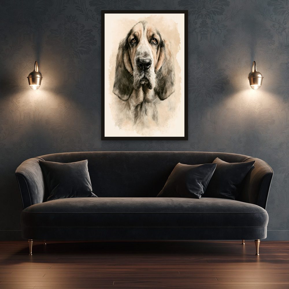Bloodhound vintage illustration wall art by Brunelvi — Ansicht 3