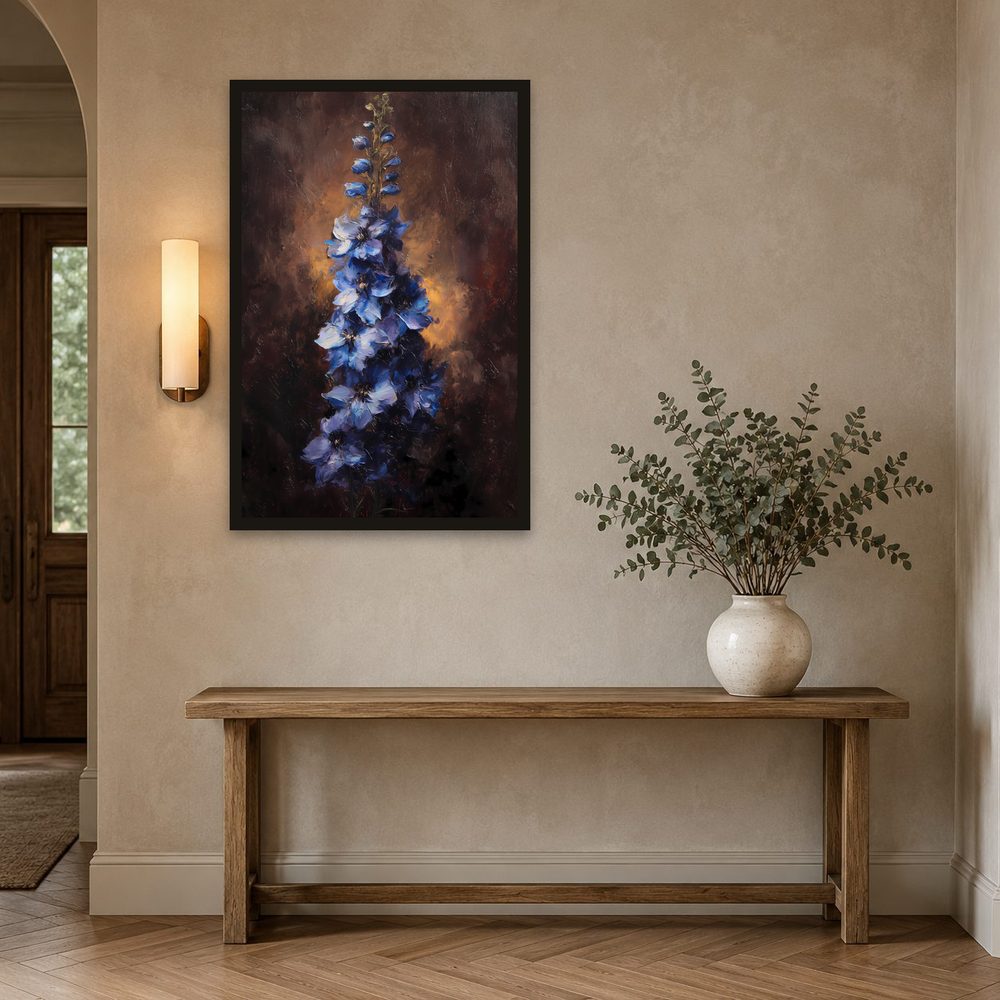 Blue Delphinium impasto oil painting wall art by Brunelvi — Ansicht 2