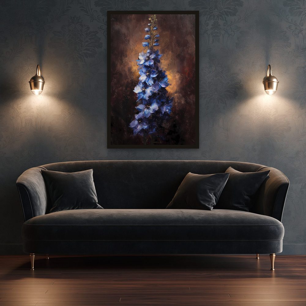 Blue Delphinium impasto oil painting wall art by Brunelvi — Ansicht 3