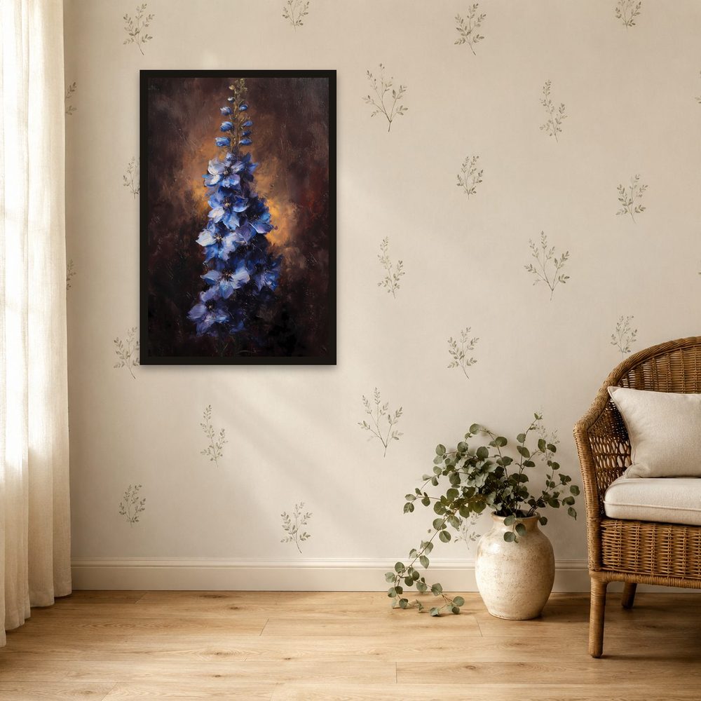 Blue Delphinium impasto oil painting wall art by Brunelvi — Ansicht 4